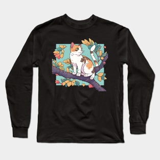 Beautiful Cat With Tree - Lady Cat Long Sleeve T-Shirt